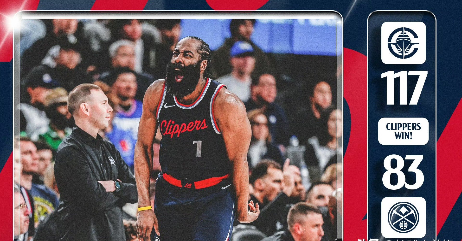 快船取胜掘金，乔治外线狂砍29分